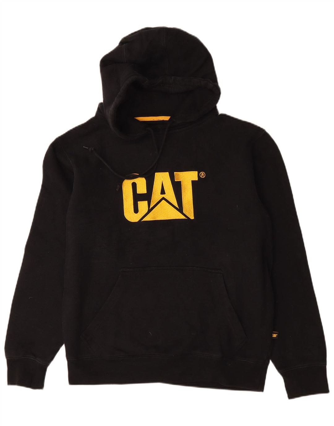 Męski sweter z kapturem Caterpillar z grafiką, średniej wielkości, czarny, bawełniany