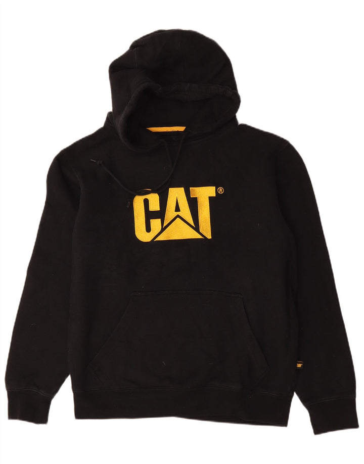 Męski sweter z kapturem Caterpillar z grafiką, średniej wielkości, czarny, bawełniany