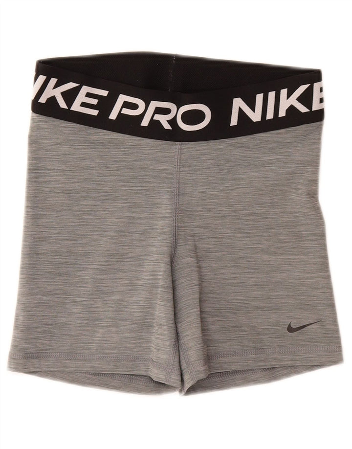 Damskie spodenki sportowe Nike Dri Fit Graphic UK 10, małe, szare nakrapiane