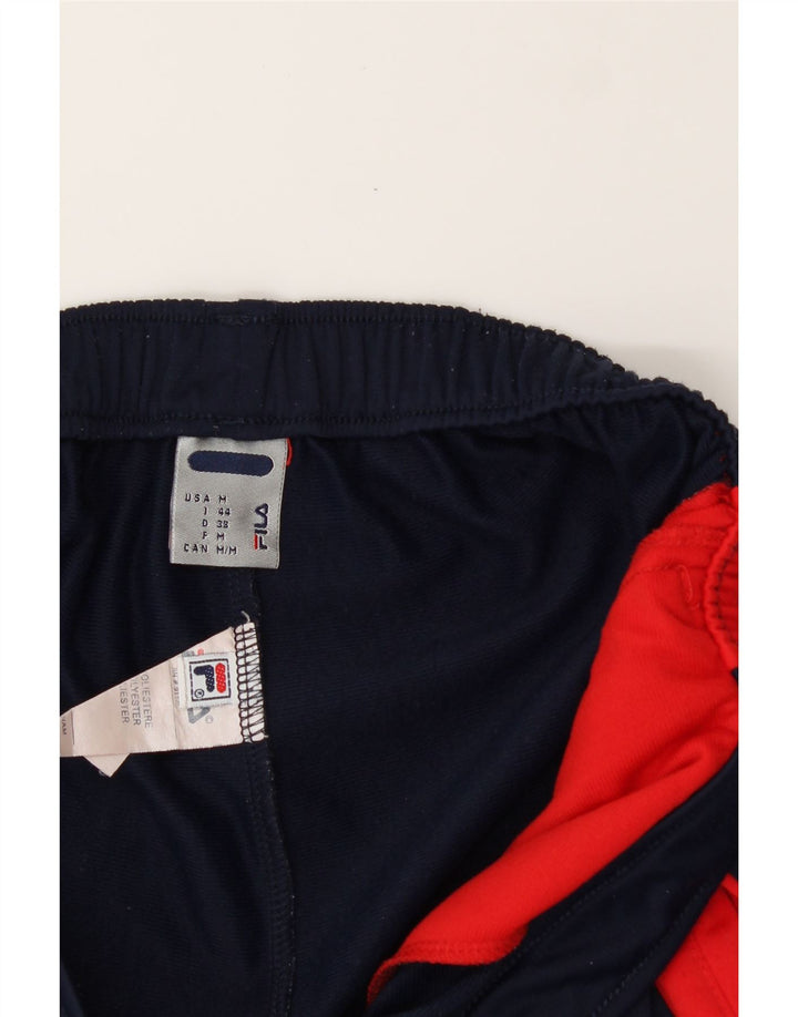 FILA Womens Tracksuit Trousers UK 14 Medium Navy Blue Colourblock Vintage Fila and Second-Hand Fila from Messina Hembry 