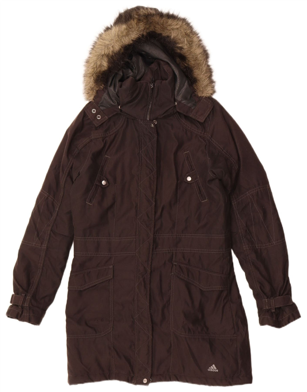 Damska kurtka parka z kapturem Adidas UK 14, średni czarny poliester