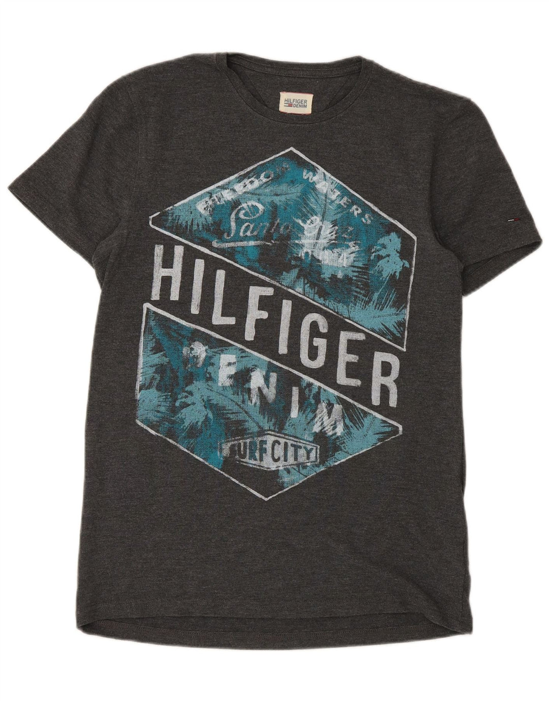 Męski T-shirt z grafiką Tommy Hilfiger, średni szary