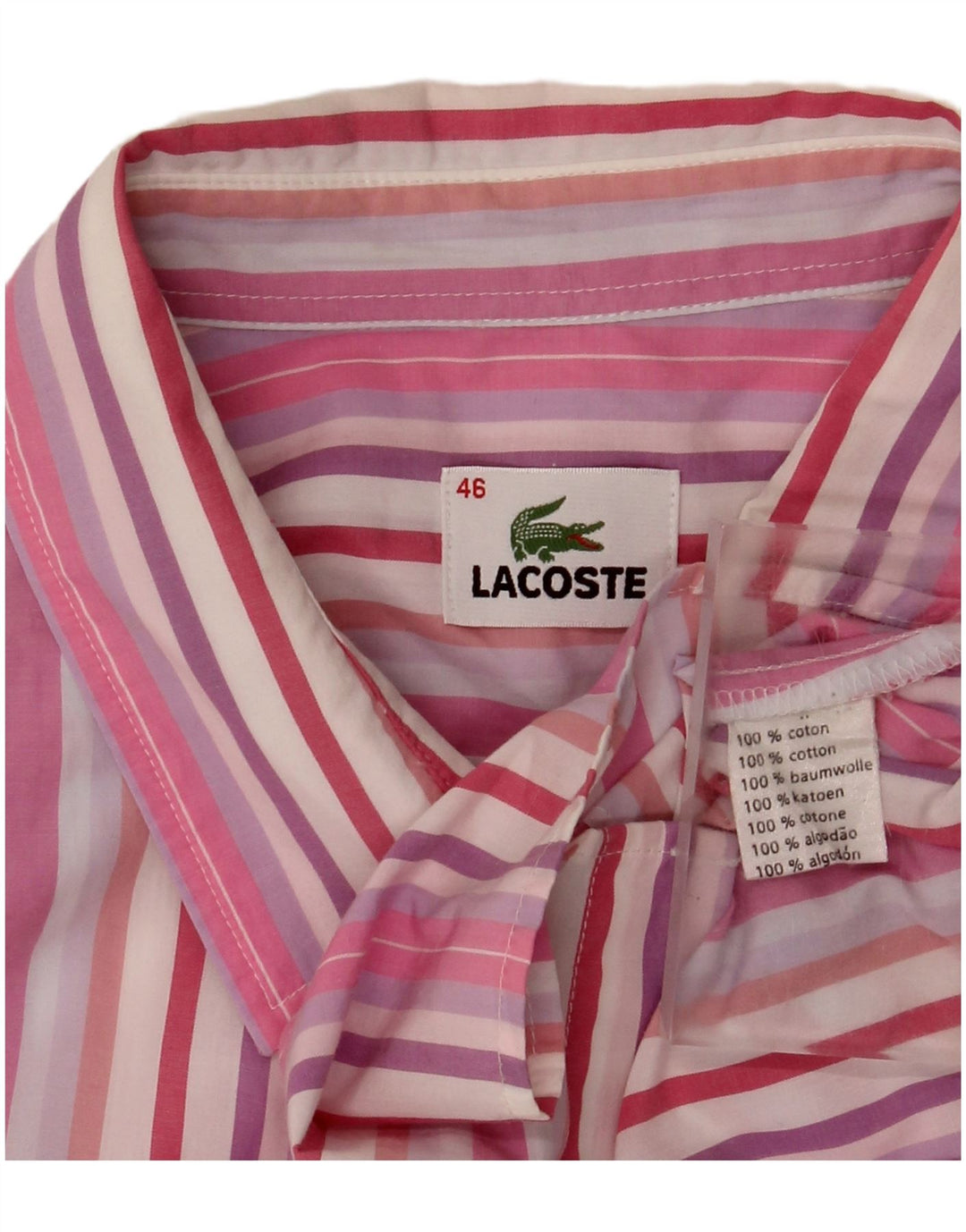Lacoste Damska koszula z rękawem 3/4, rozmiar 46 XL, bawełniana w kolorowe paski