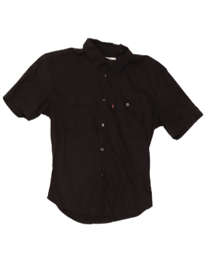 Męska koszula slim fit z krótkim rękawem Levi's, mała, czarna, bawełniana