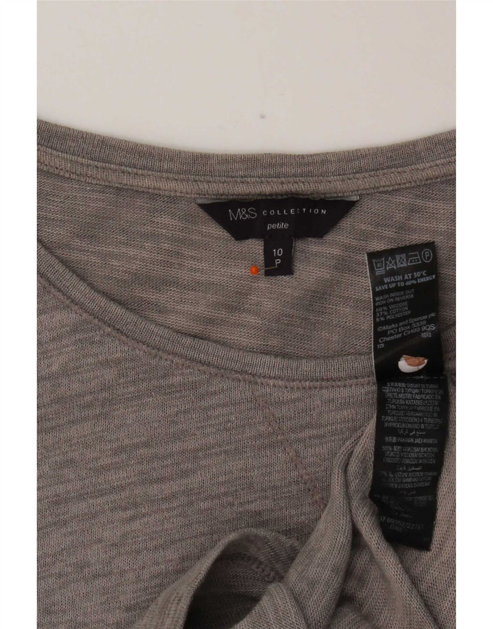 Marks & Spencer Damski top z rękawem 3/4 UK 10 Small, szara, nakrapiana wiskoza