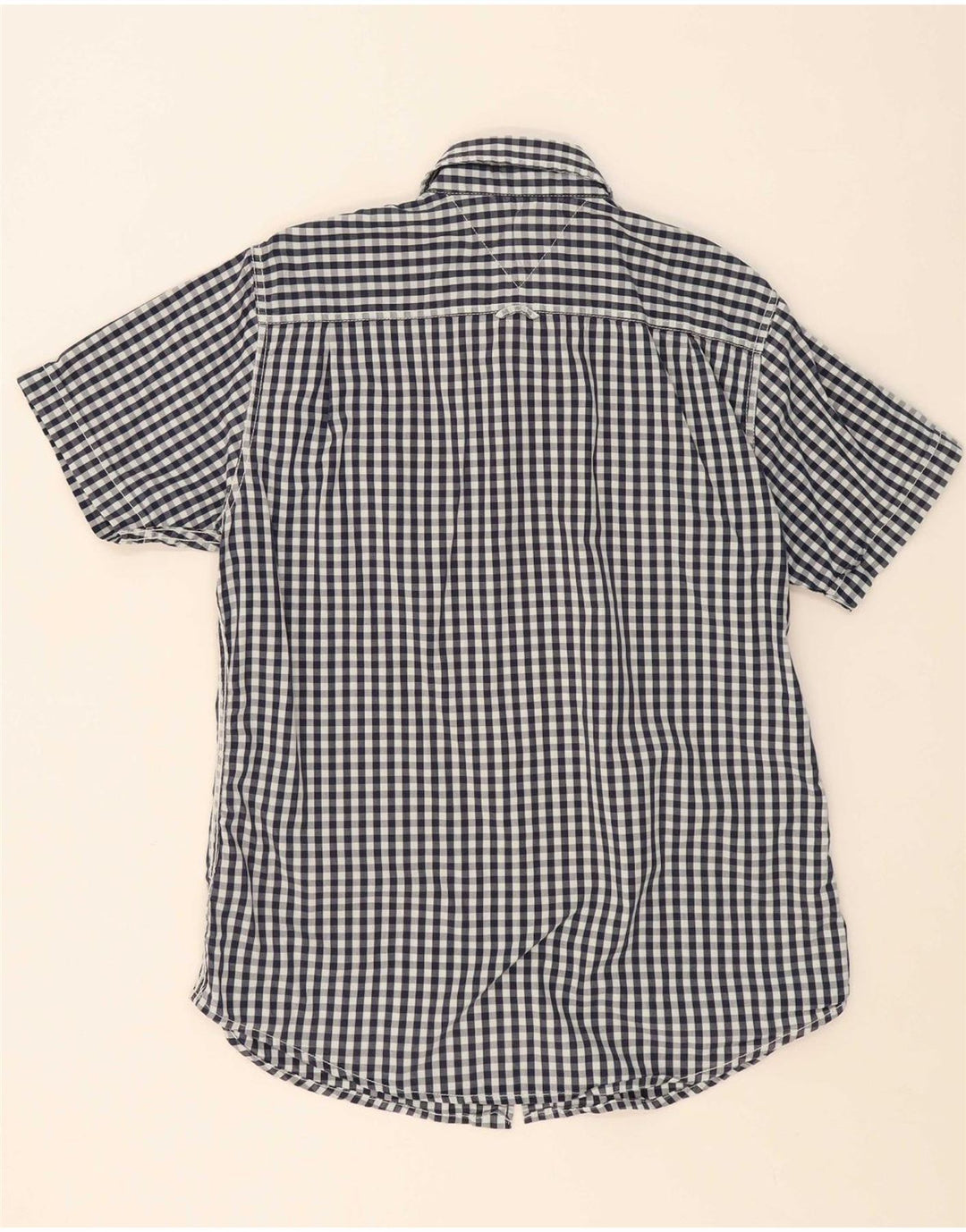 TOMMY HILFIGER Mens Short Sleeve Shirt Large Navy Blue Check