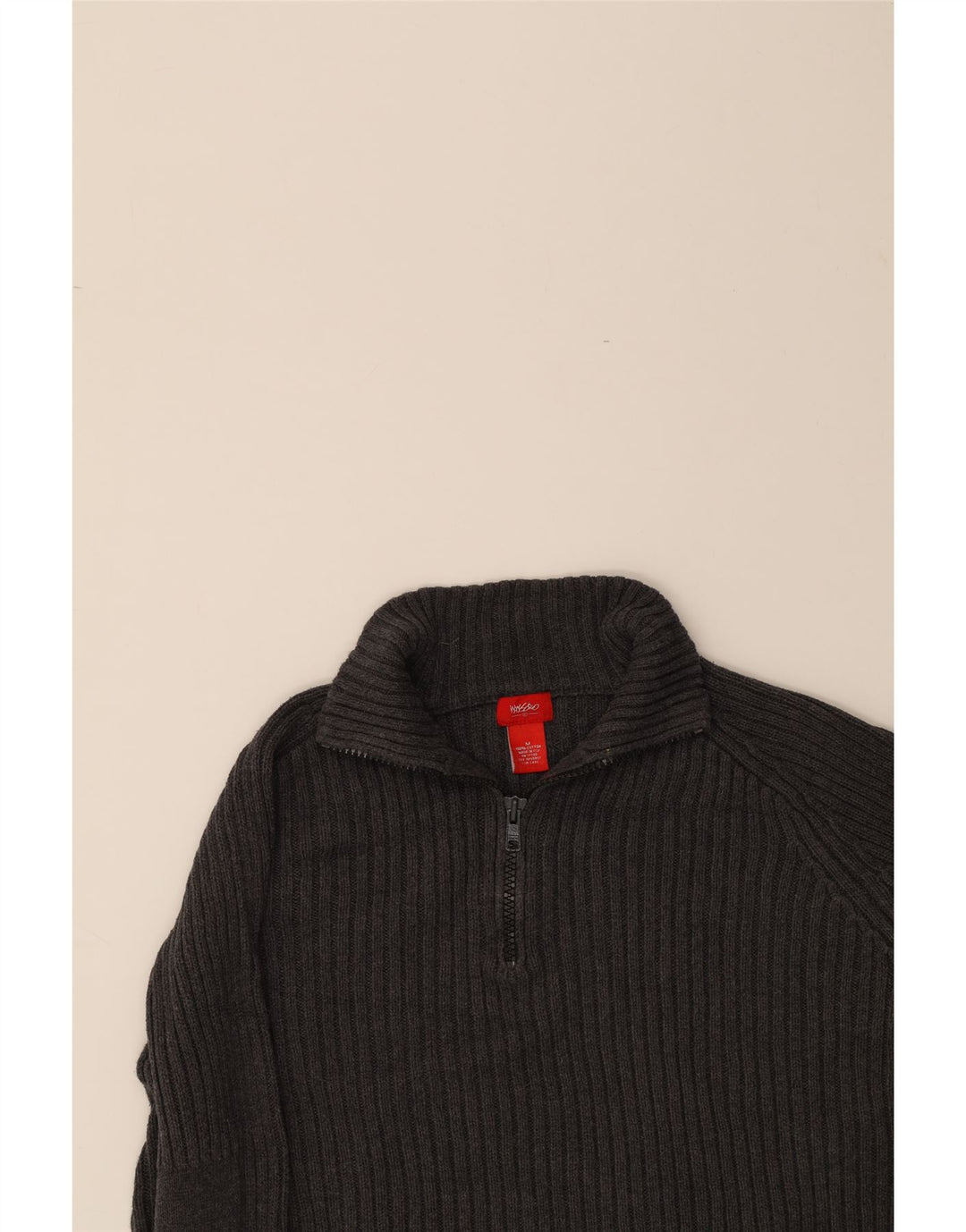 MOSSIMO Mens Zip Neck Jumper Sweater Medium Grey Cotton Vintage Mossimo and Second-Hand Mossimo from Messina Hembry 