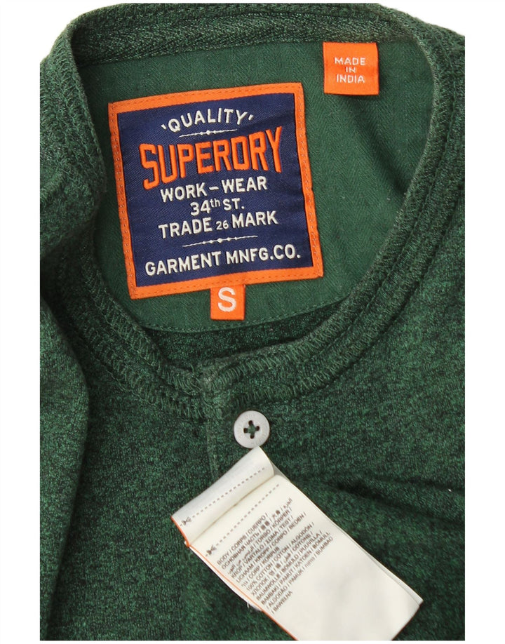 Męski top Superdry z długim rękawem, mały, zielony, z bawełny w plamki