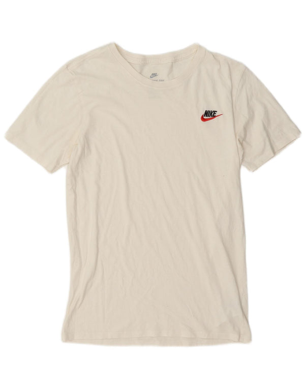 Męski T-shirt Nike o sportowym kroju, mały, biały, bawełniany