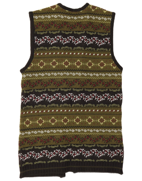 Vintage damski sweter bez rękawów o przedłużonym fasonie UK 12, średni zielony