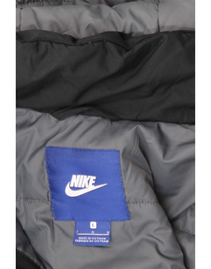 Męska wyściełana kurtka z kapturem Nike UK 40, duża, czarna, poliestrowa