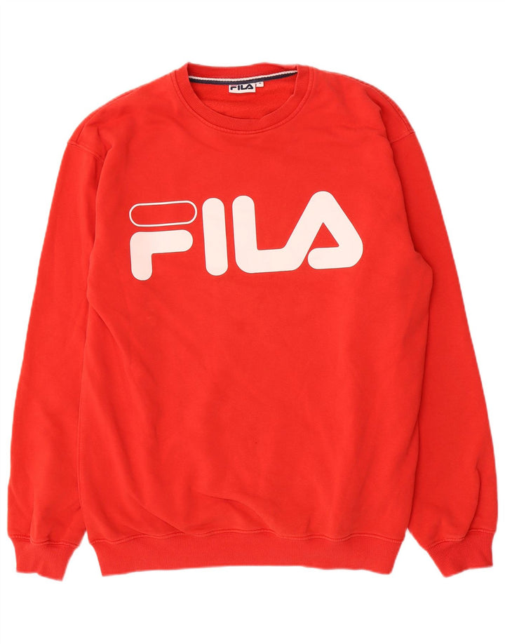 Męska bluza z grafiką Fila, bawełniana, średnia czerwona