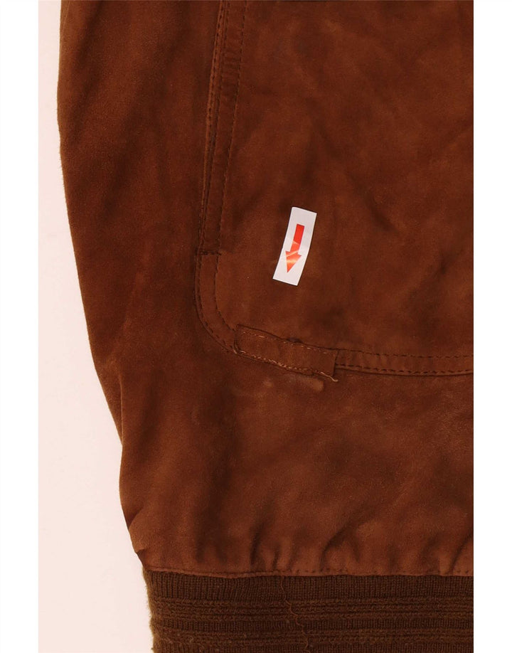Vintage męska zamszowa kurtka bomber IT 62 5XL beżowa skóra