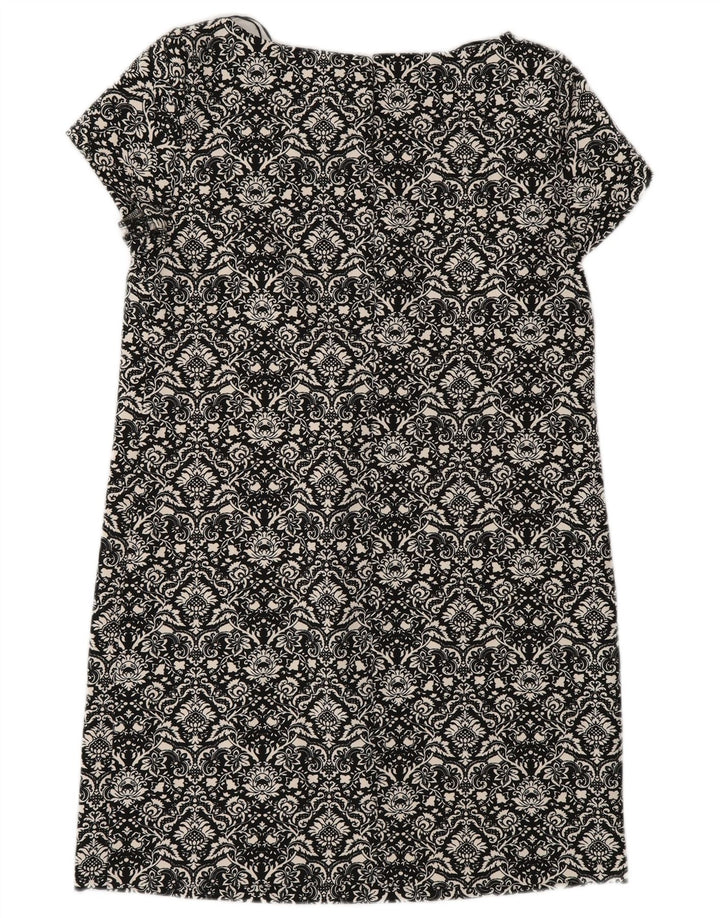 Damska sukienka typu shift Zara UK 10, mała czarna w kwiaty, poliester