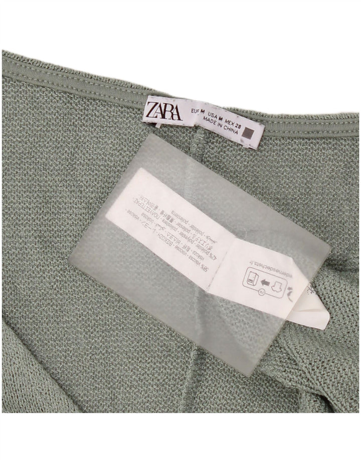 Damski krótki top z dzianiny o kroju oversize Zara UK 14, średnio zielona wiskoza