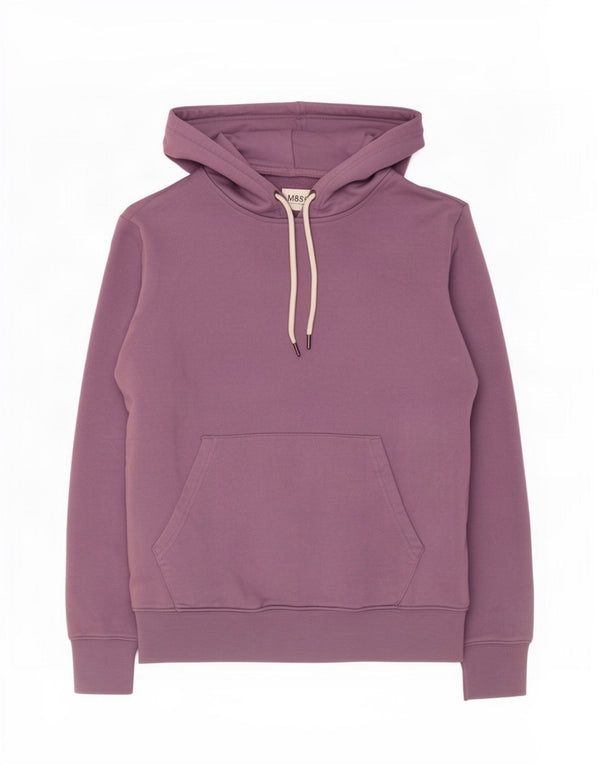 Marks & Spencer Damski sweter oversize z kapturem, UK 10, mały, fioletowy, bawełniany