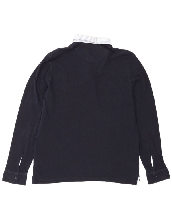 Męska koszulka polo do rugby Massimo Dutti z długim rękawem, w rozmiarze casual, duża, granatowa