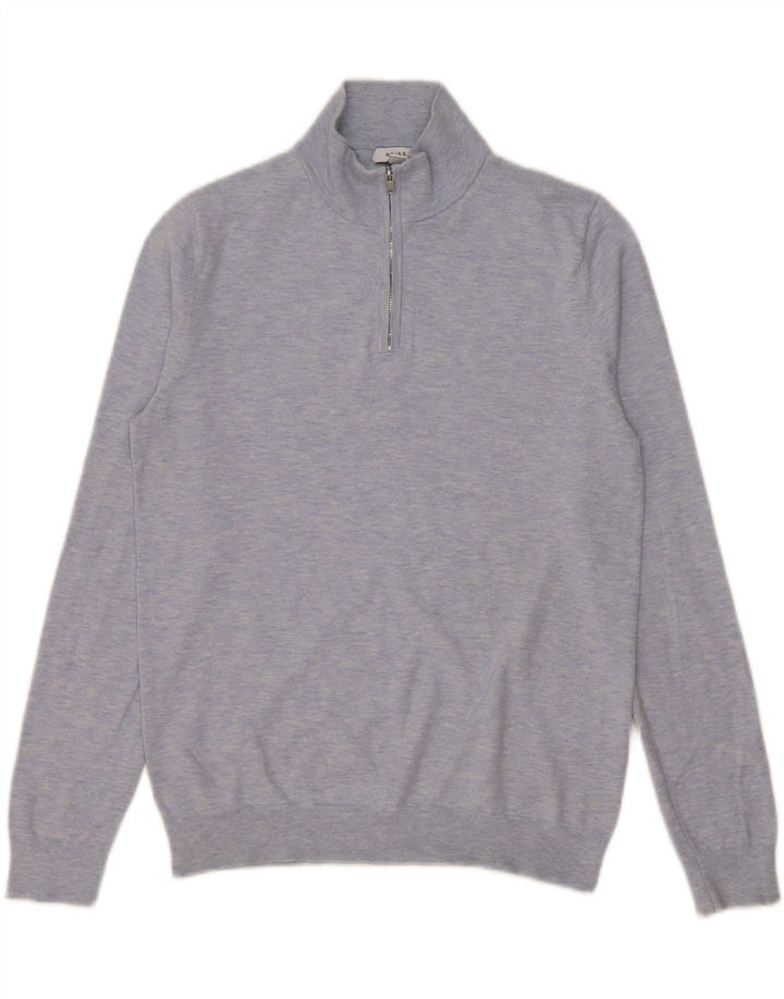 Męski sweter zapinany na zamek Reiss, mały, niebieski, bawełniany