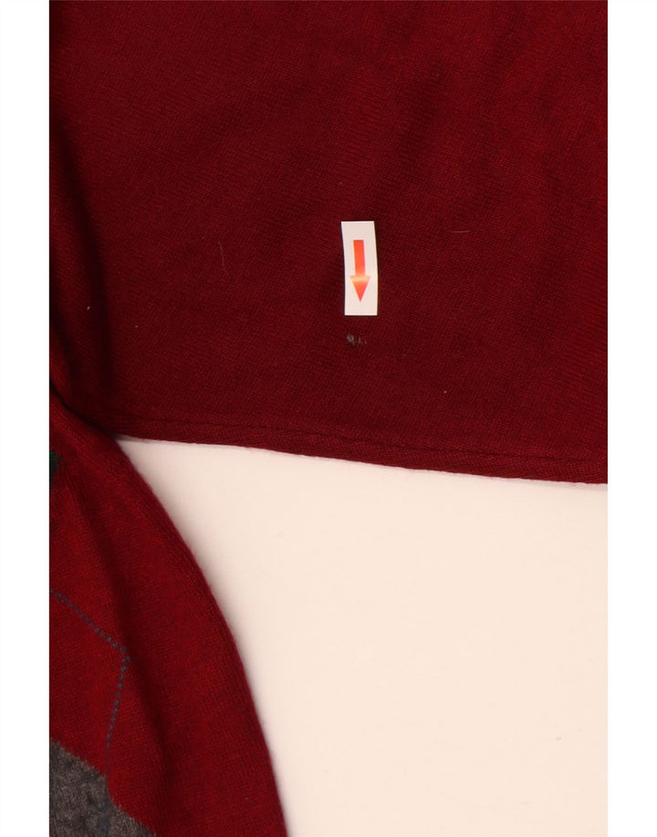 Męski sweter polo VINTAGE, duży, czerwony, argyle/diament