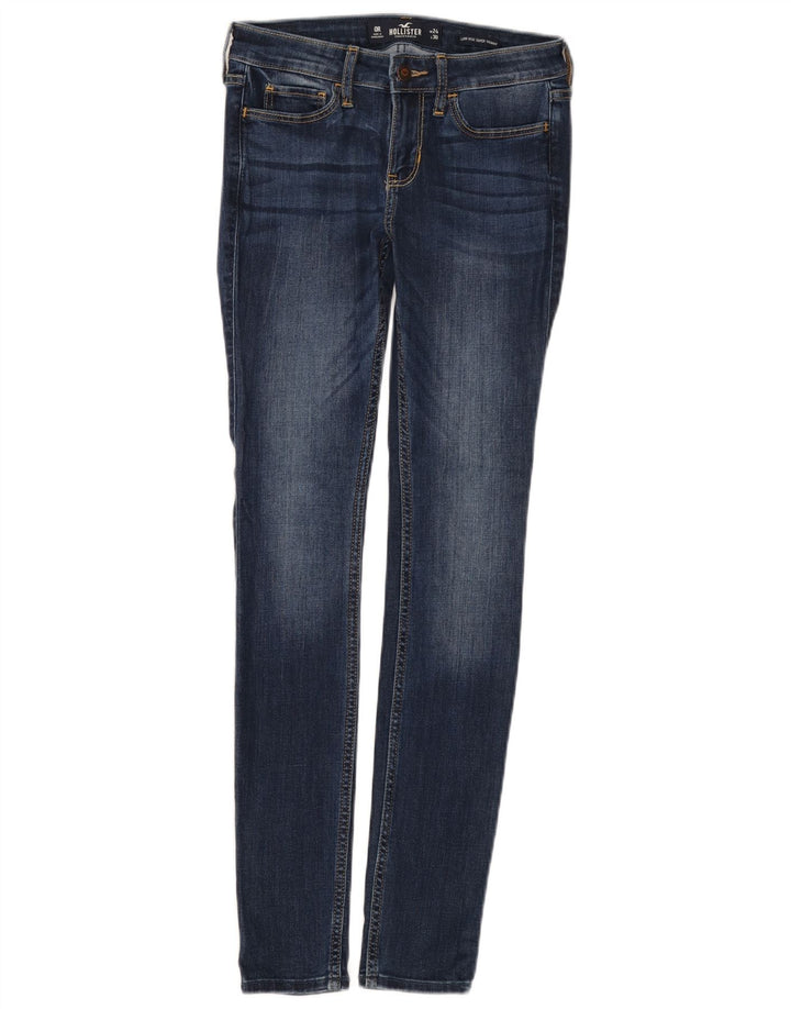 HOLLISTER Damskie jeansy super obcisłe z niską talią US 0 XS W24 L30 Niebieskie bawełniane