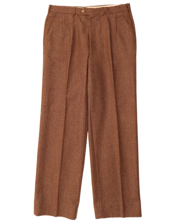 Męskie spodnie garniturowe w stylu vintage W32 L33 Brązowa dziewicza wełna