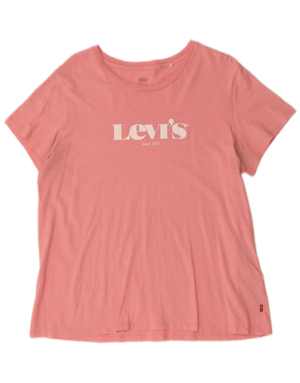 Damska koszulka z grafiką Levi's Top UK 18 XL, różowa bawełna