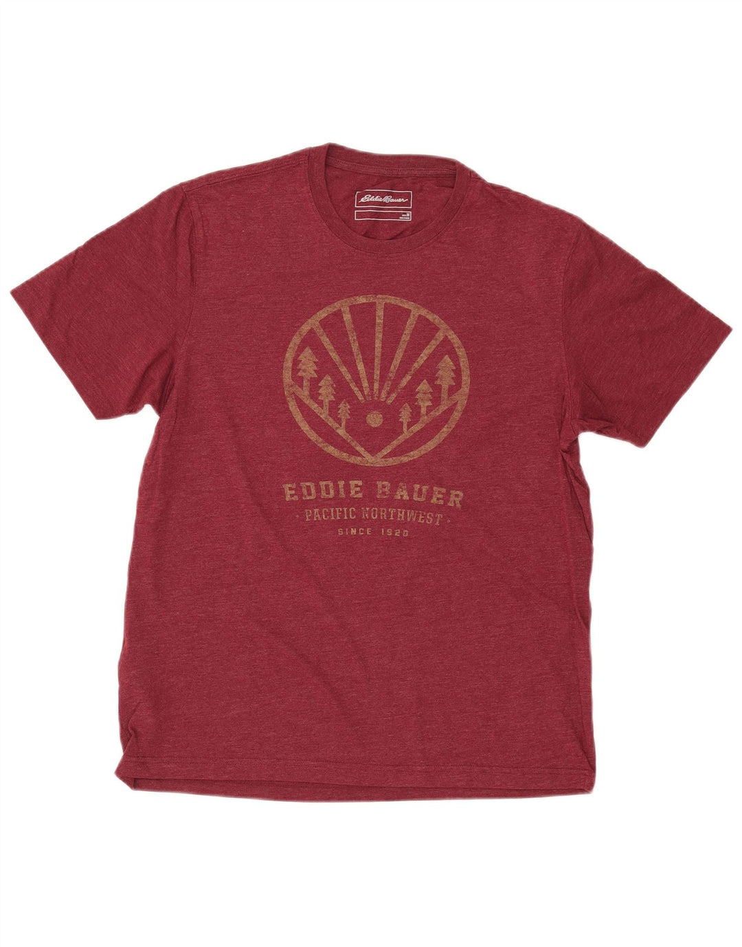 Męska koszulka z grafiką EDDIE BAUER, średnia, bordowa bawełna