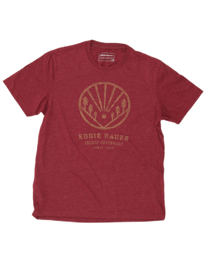 Męska koszulka z grafiką EDDIE BAUER, średnia, bordowa bawełna