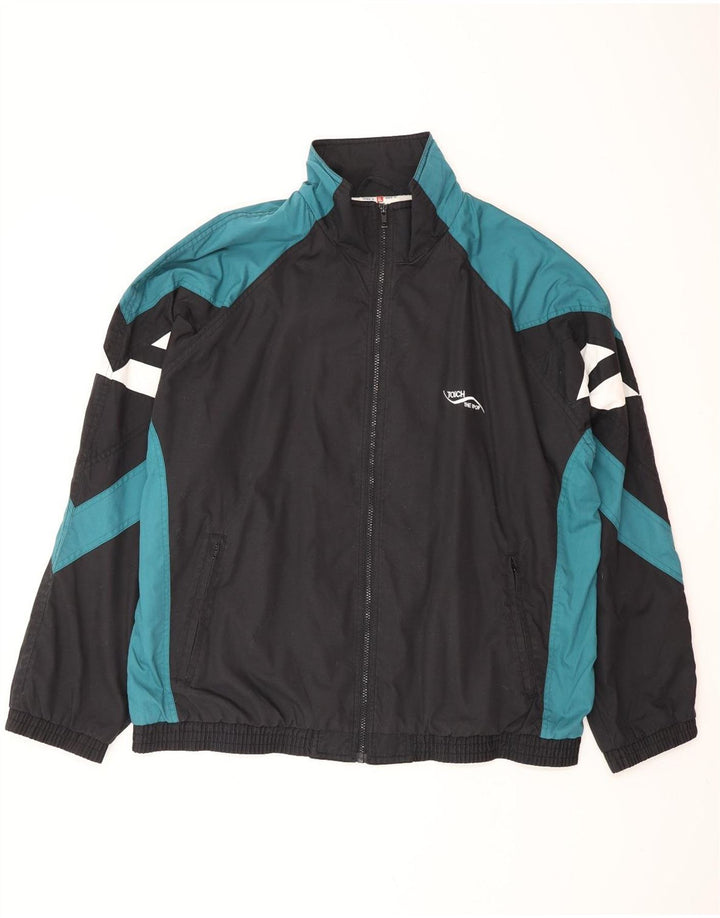 CRANE Męska kurtka dresowa o luźnym kroju XL Czarny poliester z blokami kolorów