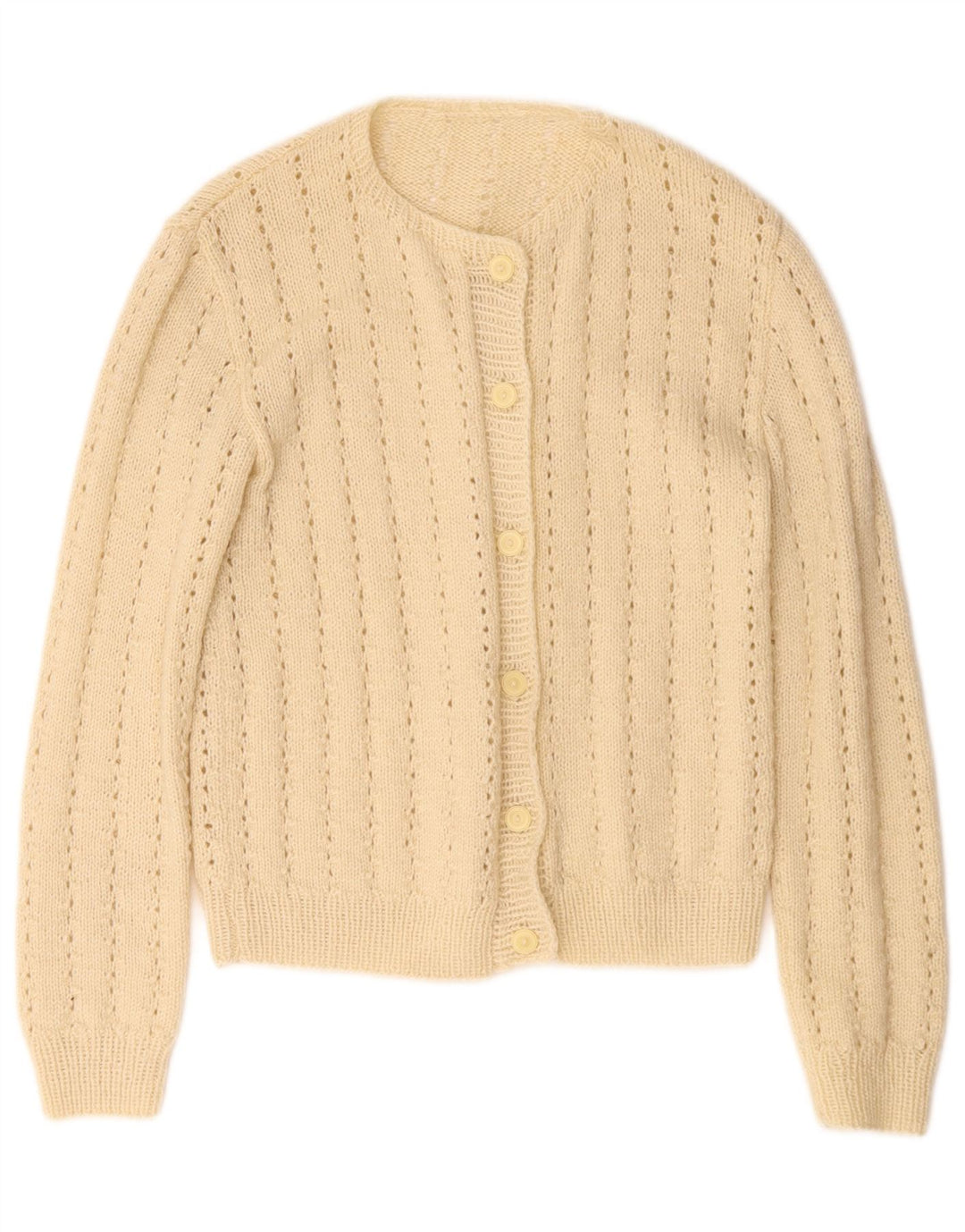 Sweter damski w stylu vintage, rozpinany UK 10, mały, beżowy