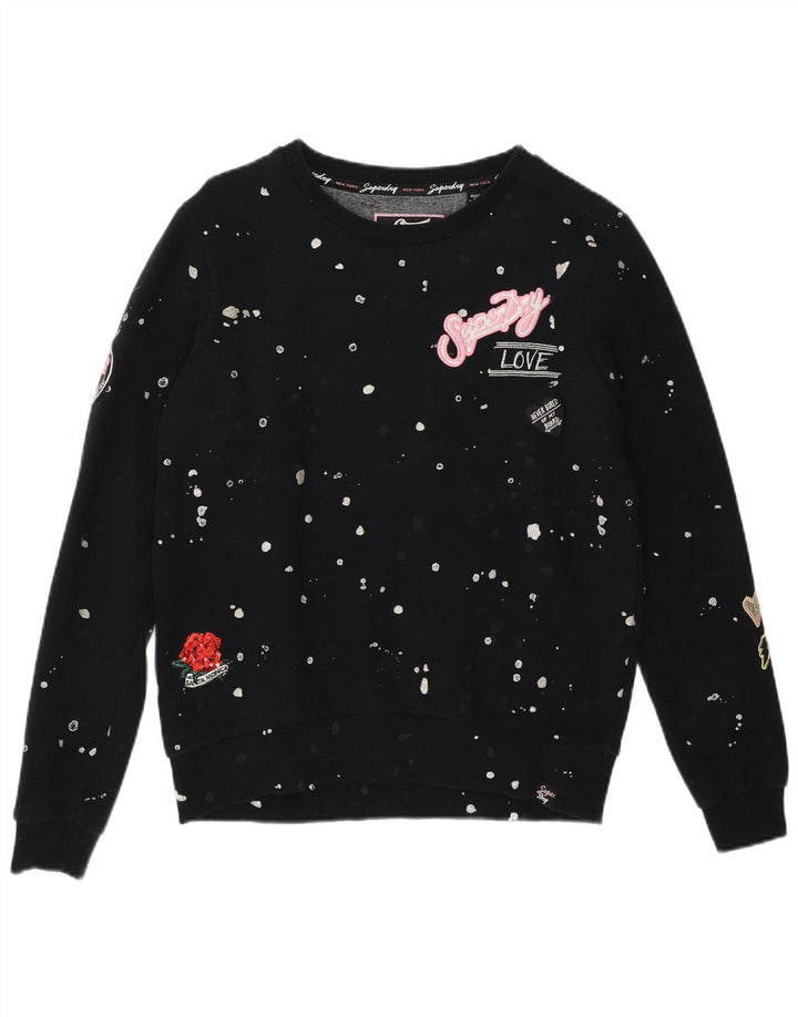 SUPERDRY Damski sweter oversize UK 10 Small Black Spotted