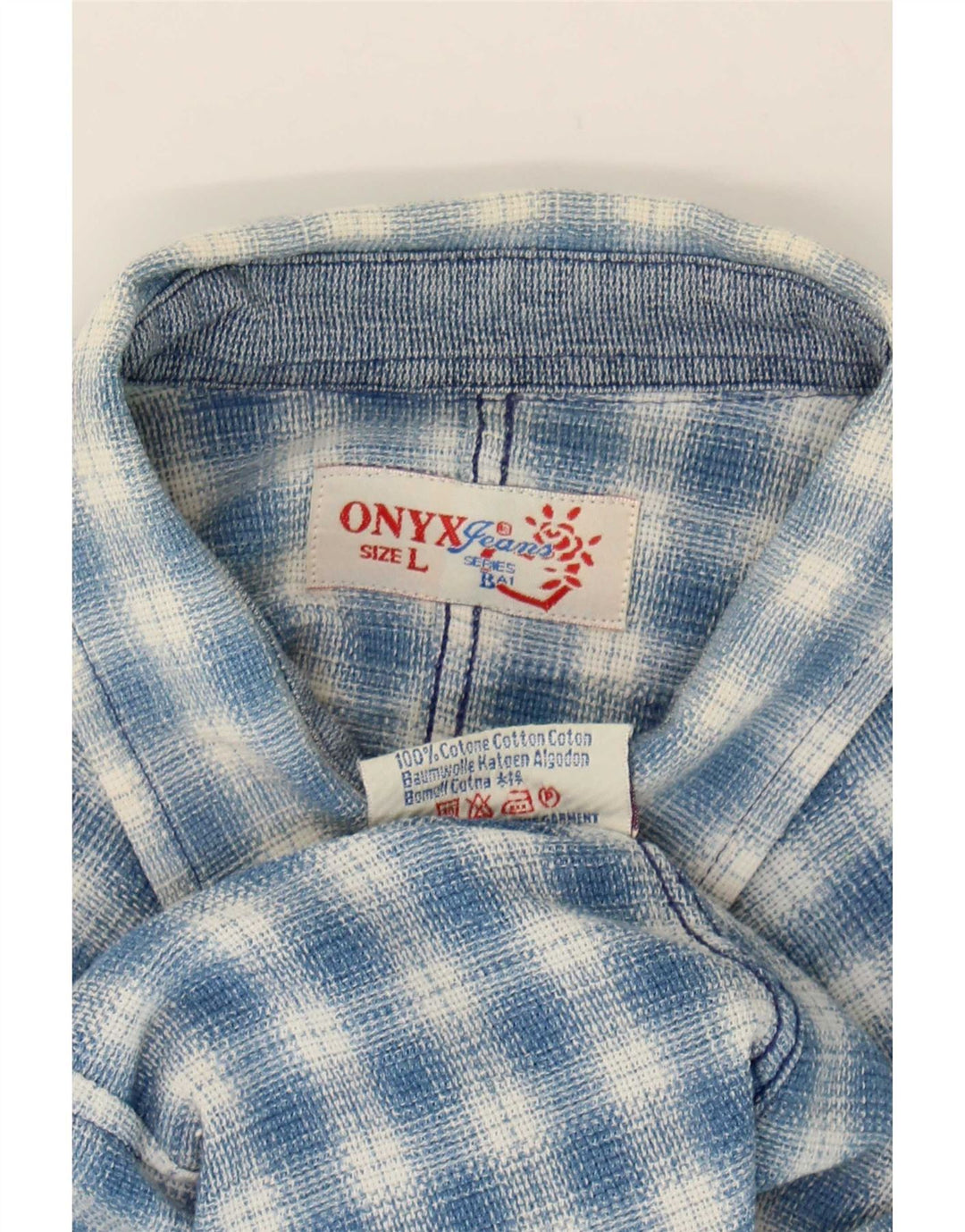 Damska koszula flanelowa Onyx UK 14, duża, niebieska bawełniana krata
