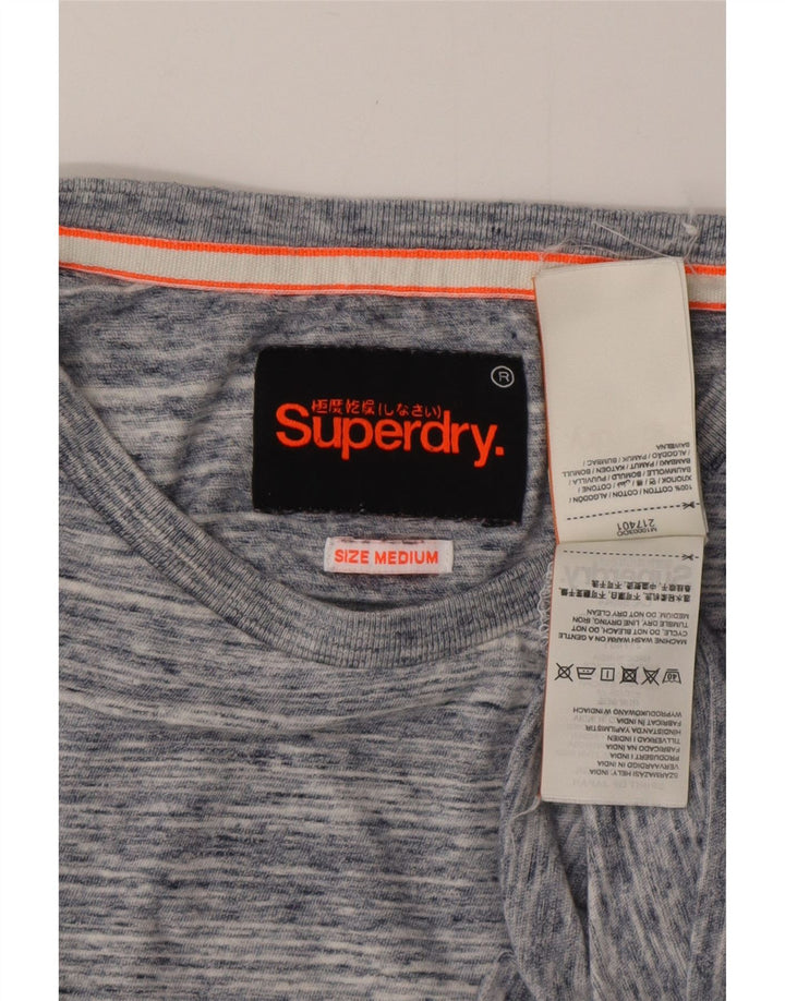 SUPERDRY Męski T-shirt Top Średnioniebieski, bawełniany w cętki