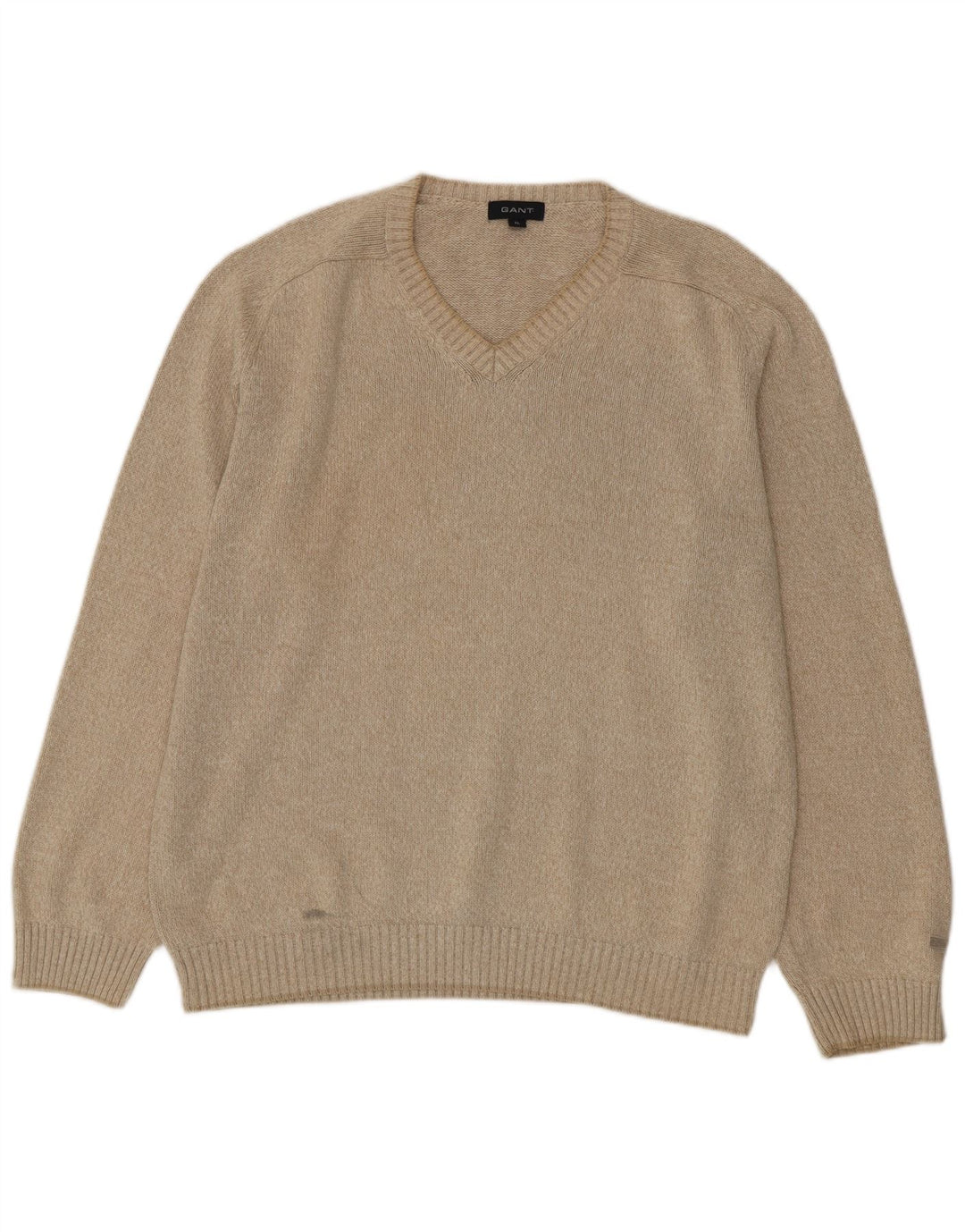 Męski sweter Gant z dekoltem w kształcie litery V, XL, beżowy, bawełniany