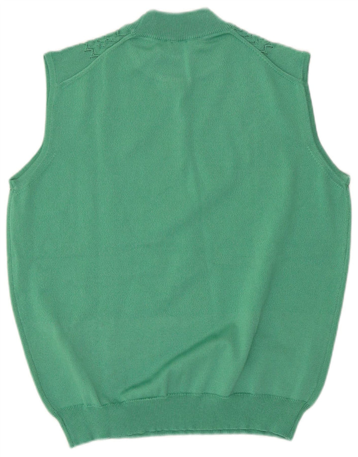 Tank top damski w stylu vintage z kamizelką UK 14, średni zielony octan