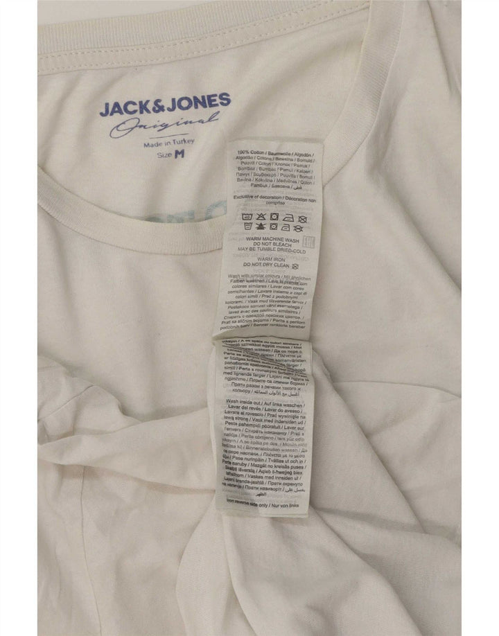 Męska koszulka z grafiką Jack & Jones, średnia, biała bawełna
