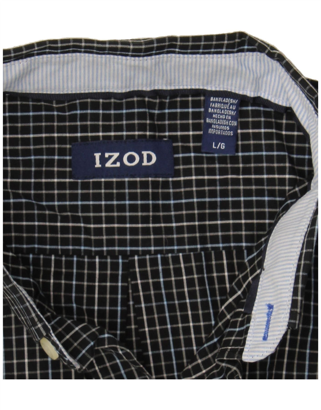 IZOD Mens Shirt Large Black Check Cotton Vintage Izod and Second-Hand Izod from Messina Hembry 