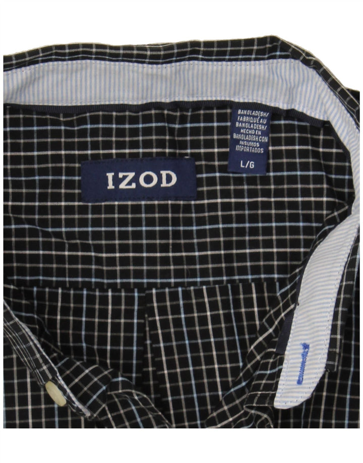 IZOD Mens Shirt Large Black Check Cotton Vintage Izod and Second-Hand Izod from Messina Hembry 