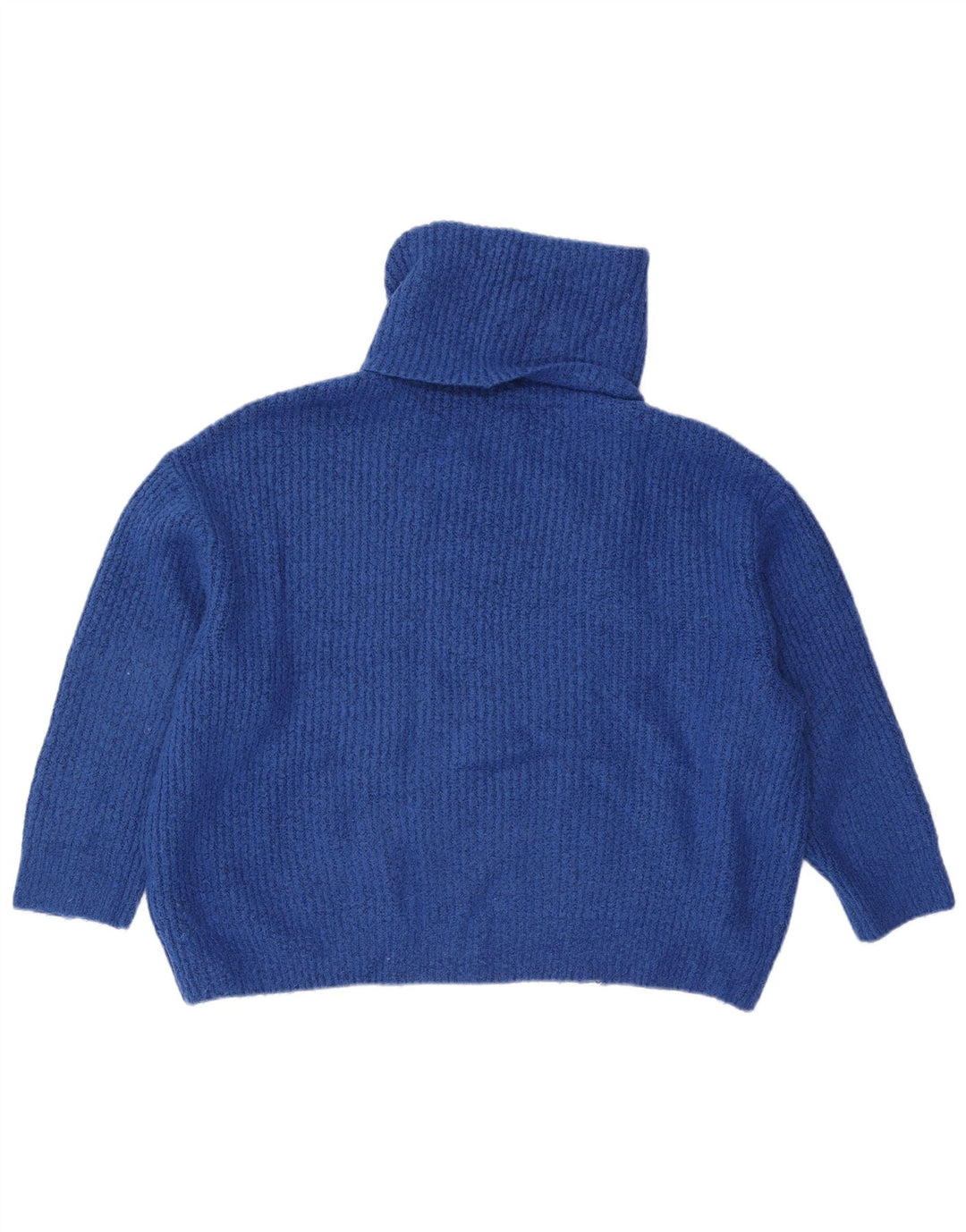 Damski sweter oversize Zara z golfem UK 10, mały, niebieski akryl
