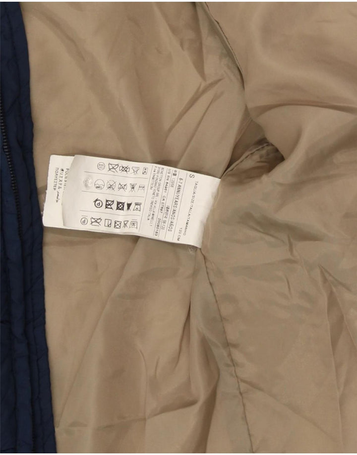 BENETTON Boys Hooded Padded Jacket 6-7 Years Small Navy Blue Polyester Vintage Benetton and Second-Hand Benetton from Messina Hembry 