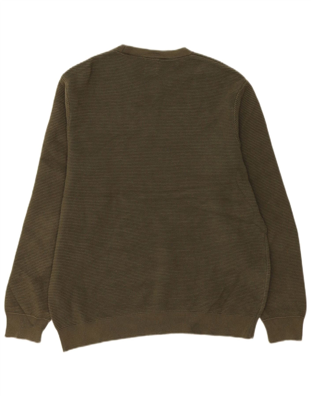 Męski sweter Zara z okrągłym dekoltem, duży, bawełniany khaki