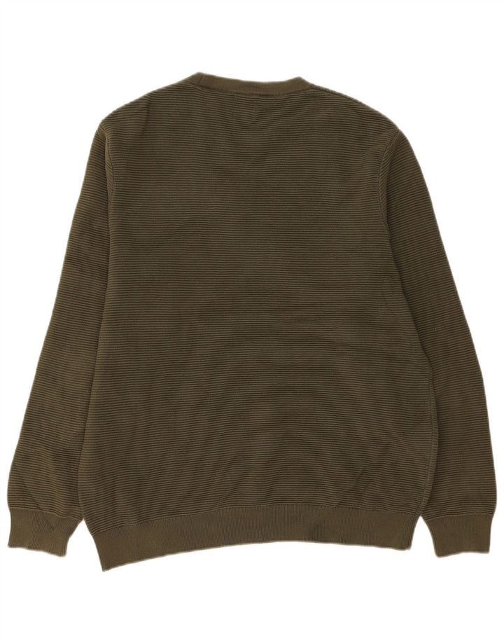 Męski sweter Zara z okrągłym dekoltem, duży, bawełniany khaki