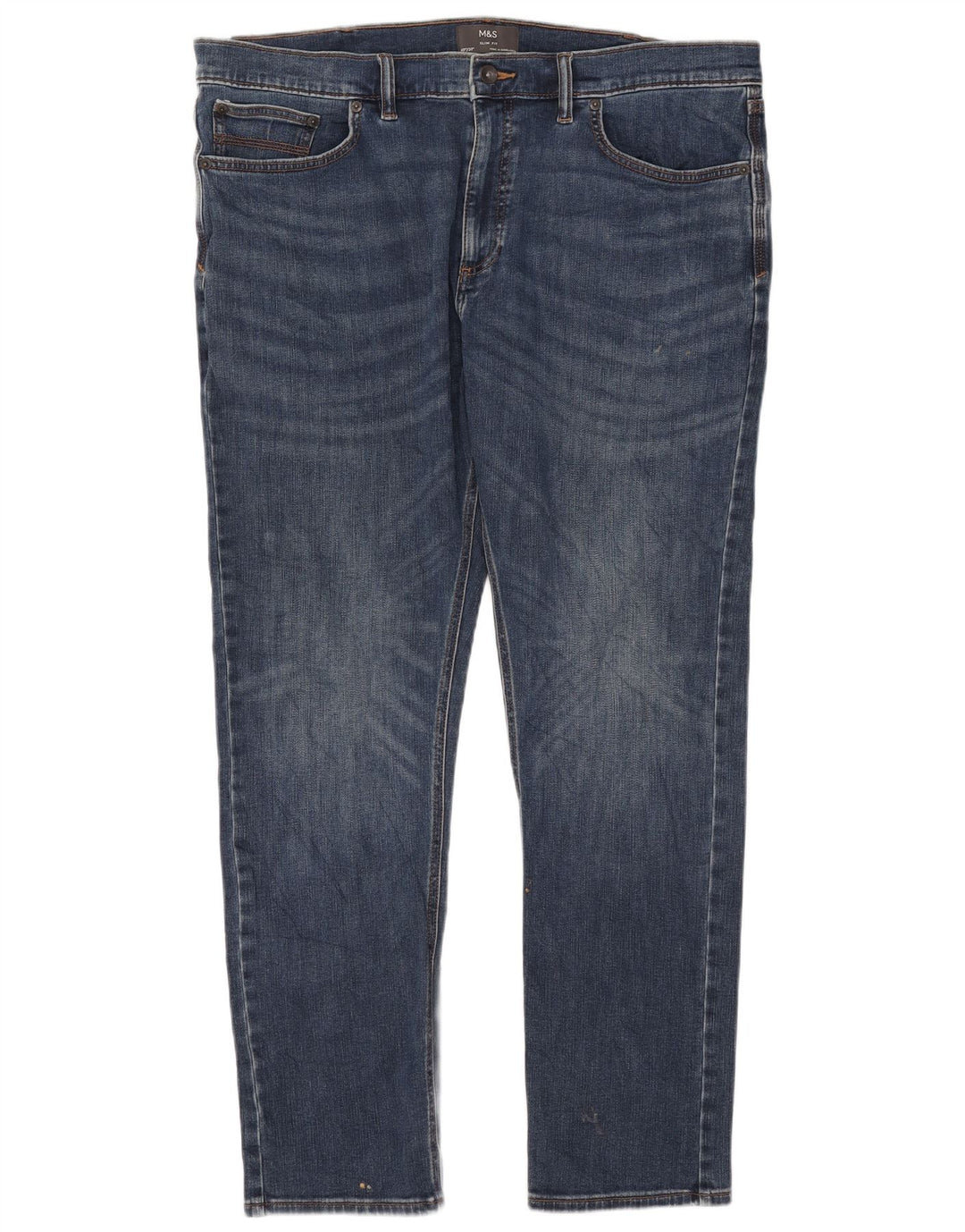 Marks & Spencer Męskie jeansy slim W40 L31 Niebieskie, bawełniane