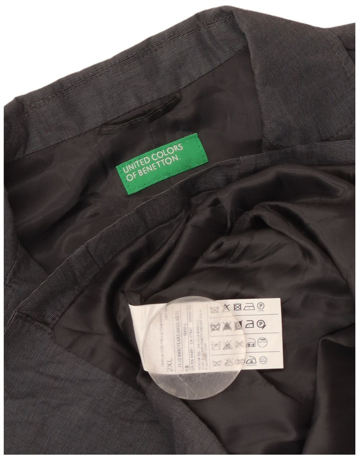 Chłopięca marynarka Benetton zapinana na 3 guziki, 11-12 lat, 2XL, szara bawełna