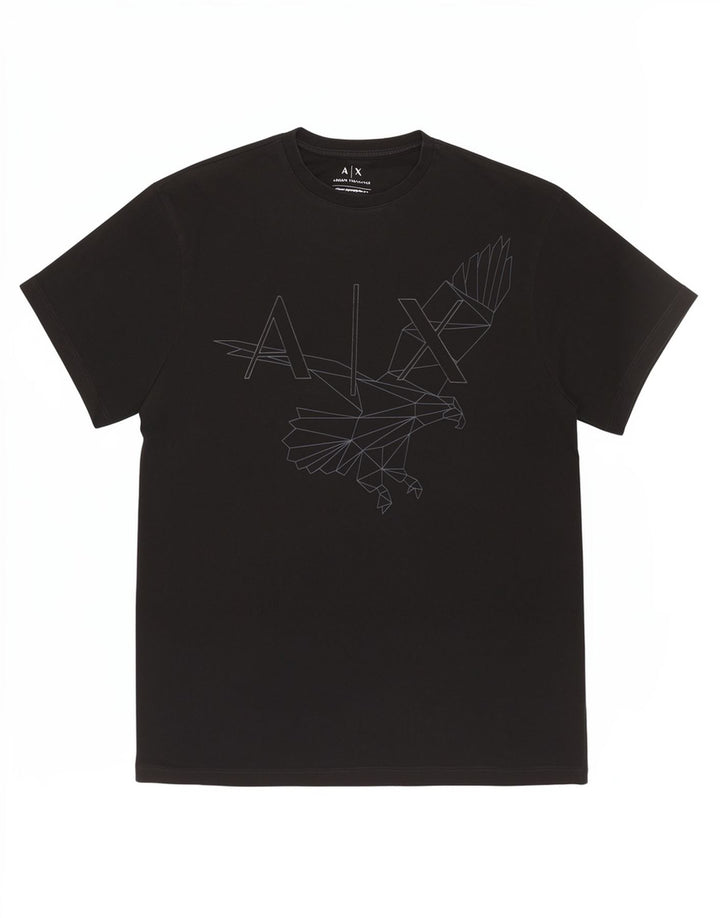 Męska koszulka Armani Exchange o regularnym wzorze graficznym, mała, czarna, geometryczna