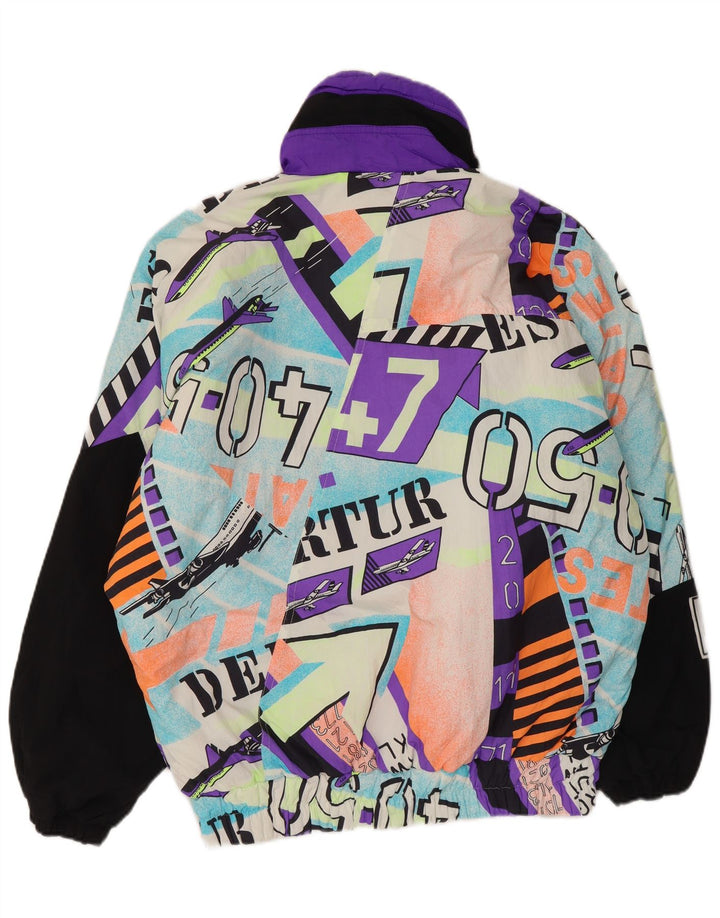 Męska kurtka narciarska z kapturem w stylu vintage, UK 40, duża, wielobarwna, z poliamidu