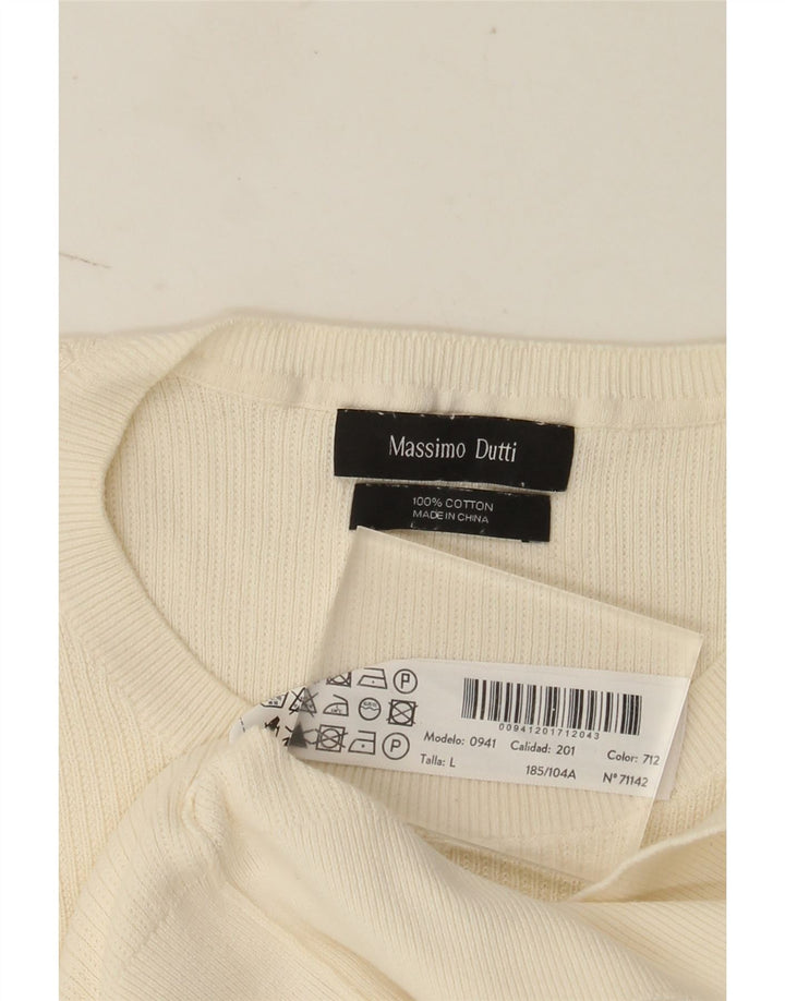 Męska koszulka z krótkim rękawem Massimo Dutti, duża, biała, bawełniana