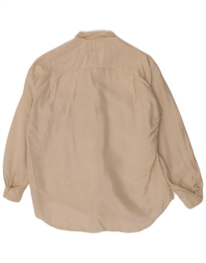 Damska bluzka koszulowa oversize w stylu vintage, UK 14, średnia w kolorze złamanej bieli