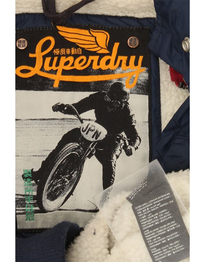 Damska pikowana kurtka Superdry UK 14, średni granatowy nylon