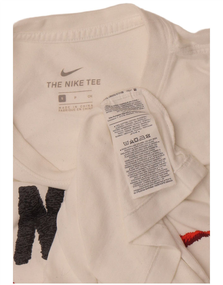Męski T-shirt z grafiką Nike, mały, biały, bawełniany